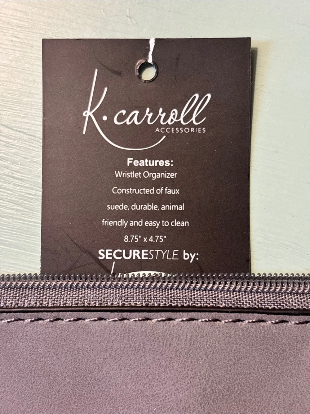 K. Carroll Wristlet SecureStyle RFID Protected w/Leather Burned Design NWT